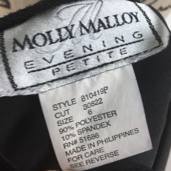 Molly Malloy Evening Petite 6 Dress Black Velvet - Picture 3 of 7